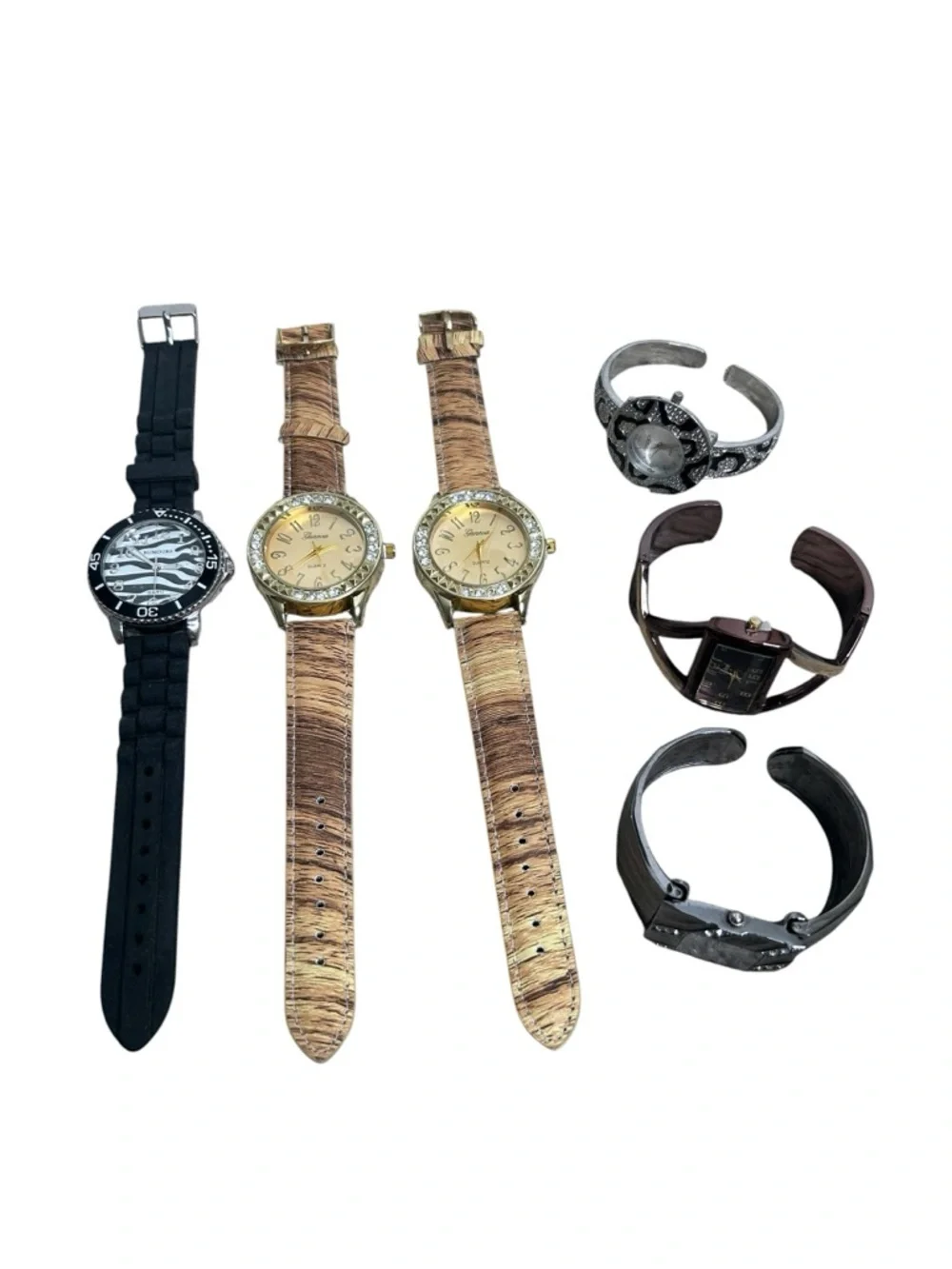 6 Piece Mixed Watch Bundle Studio Vivani Geneva Rhinestone Cuff Watches Untested